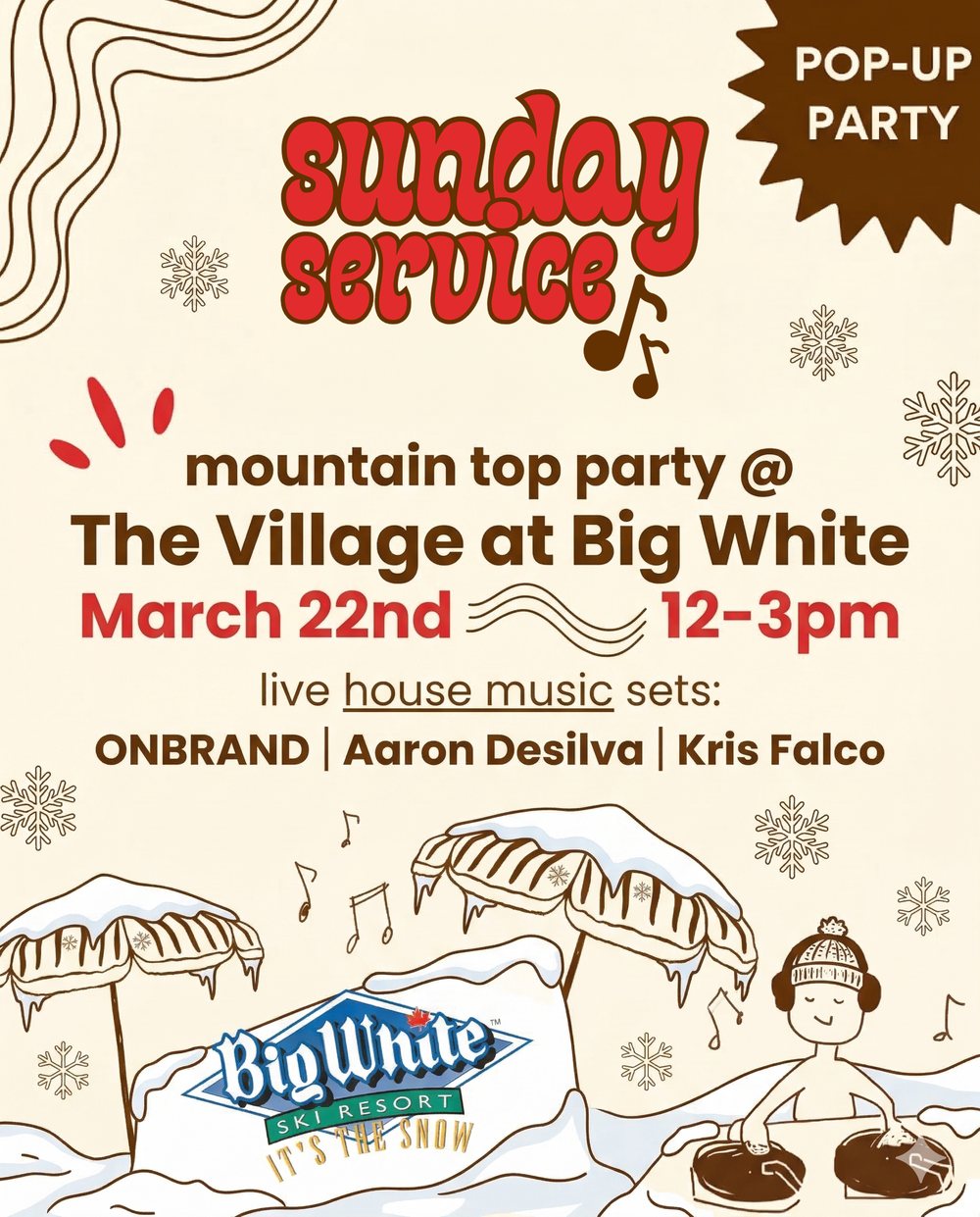 Sunday Service mountain top party at Big White poster