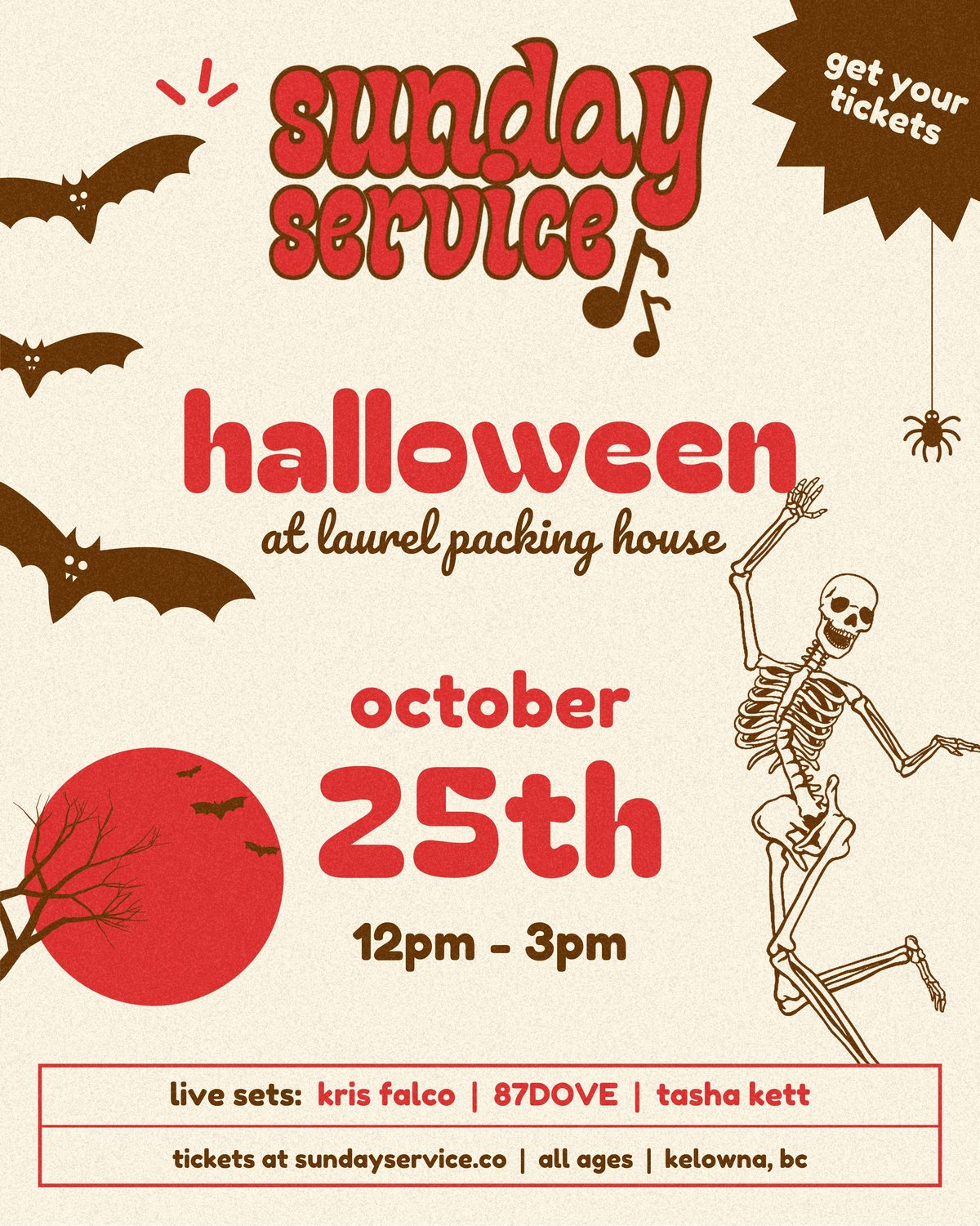 Sunday Service Halloween at Laurel Packing House poster, October 25, 12pm to 3pm